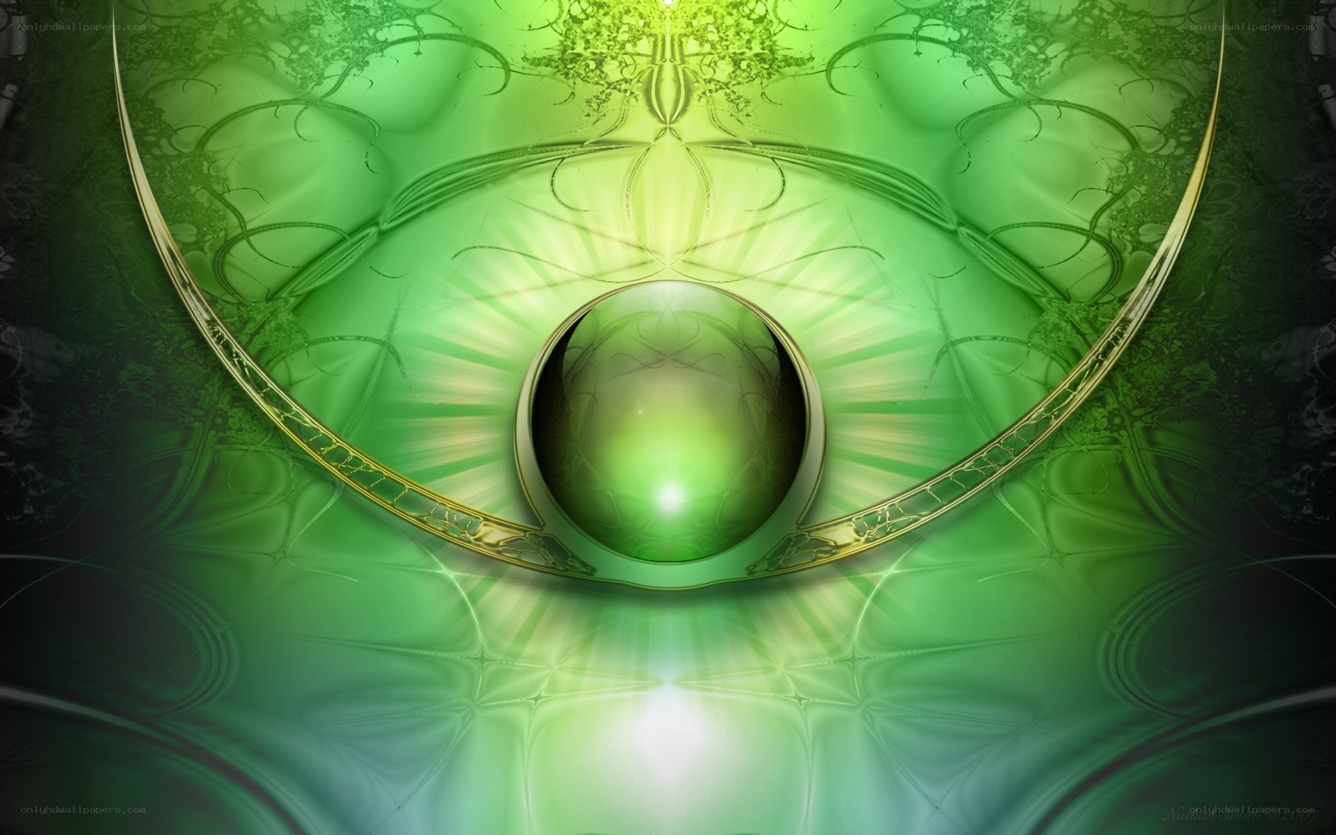 Green fractal eye design