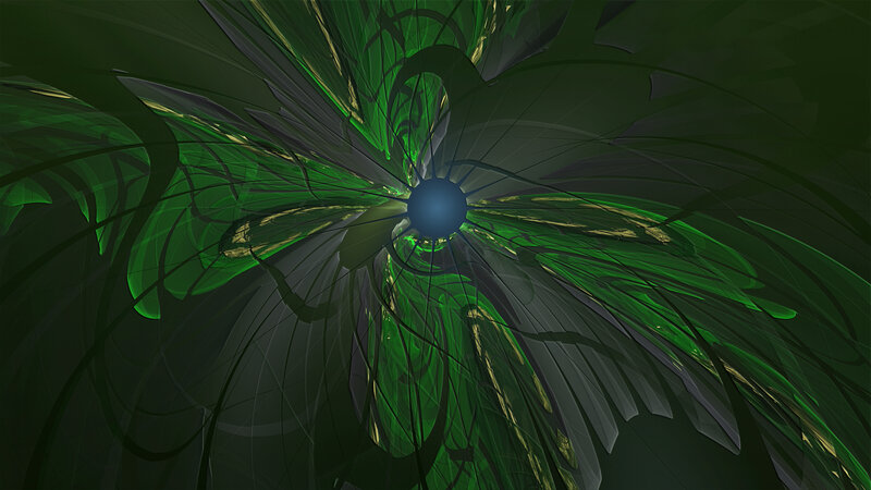 Green Fractal Flower — Abstract, Digital Art, Center