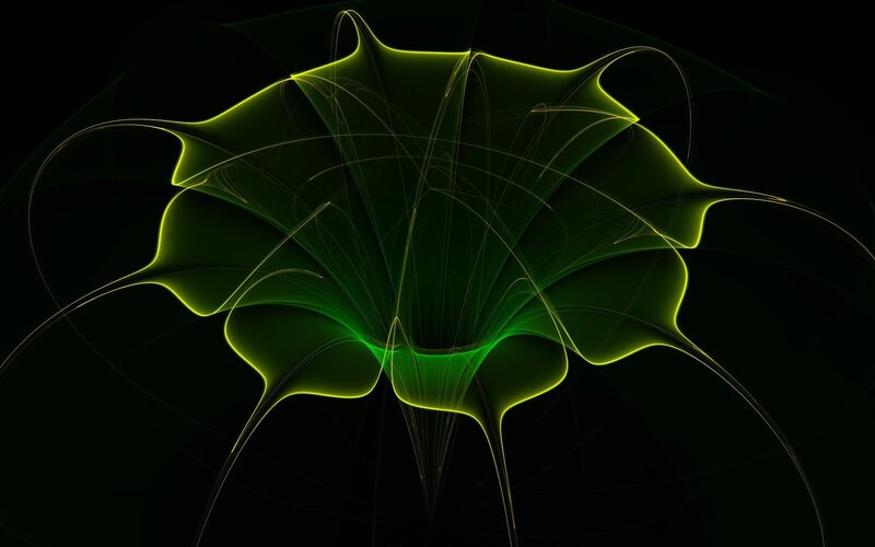 Green Fractal Flower — Dramatic, Abstract