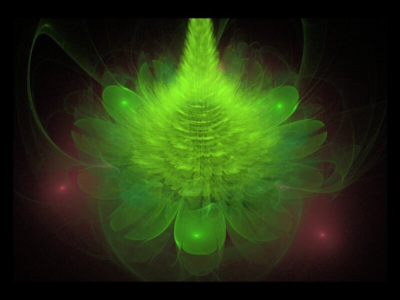 Green Fractal Flower — Ethereal, Digital Art