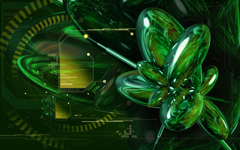 Green Fractal Flower — Futuristic