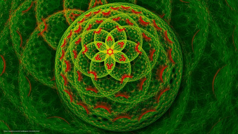 Green Fractal Flower — Hypnotic, Digital Art