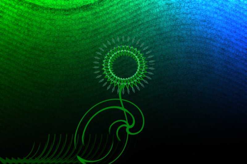 Green Fractal Flower — Serene, Digital Art, Stem