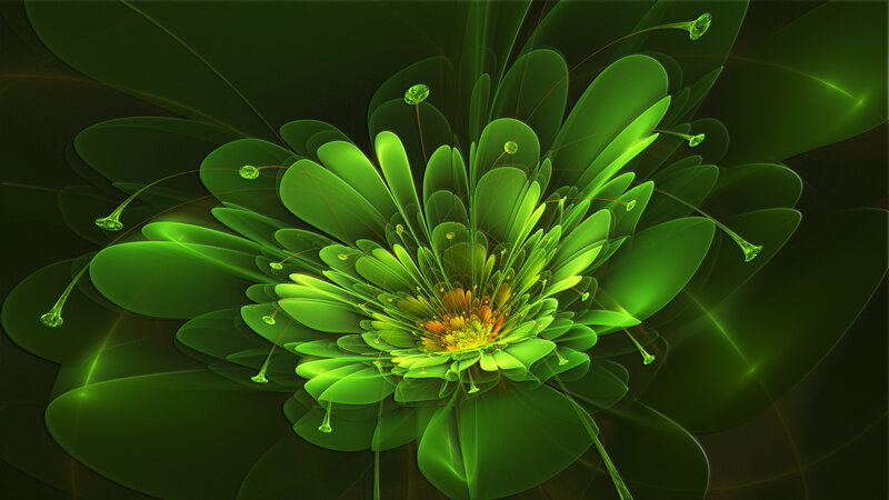 Green Fractal Flower — Vibrant
