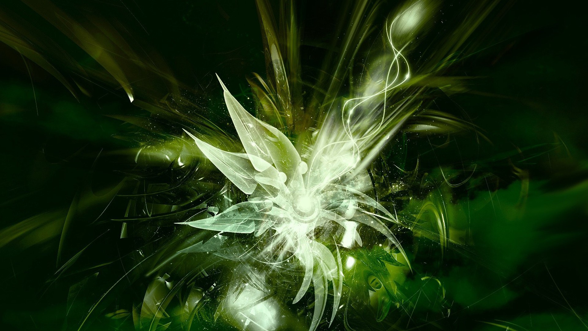 green fractal light explosion
