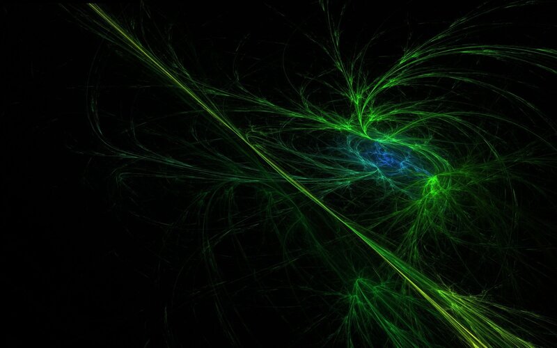 Green Fractal Light Patterns — Dynamic, Abstract