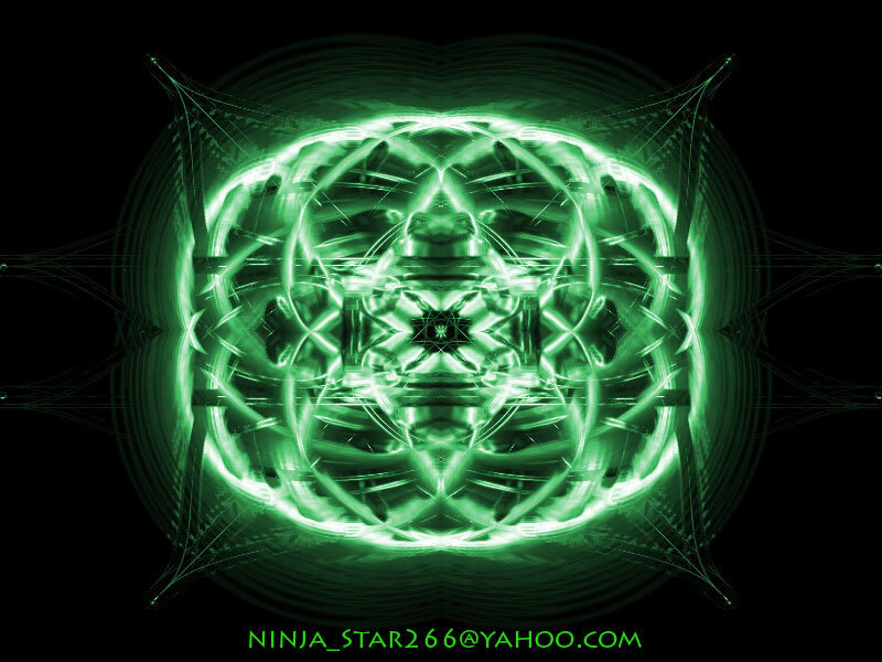 Green Fractal Mandala — Hypnotic, Digital Art, Light