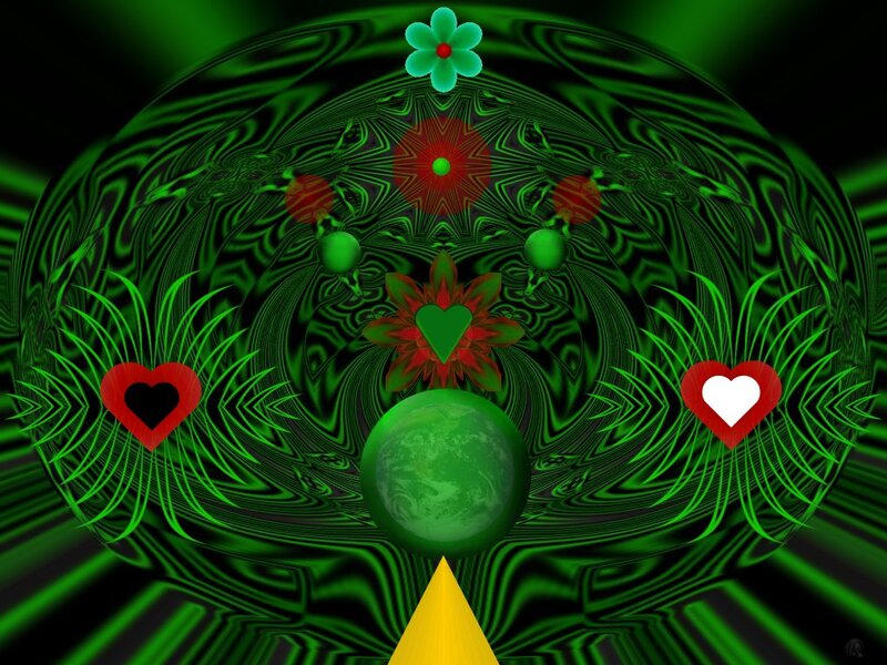 Green Fractal Mandala — Hypnotic, Digital Art
