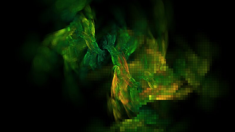Green Fractal Pattern — Abstract, Digital Art, Pixels
