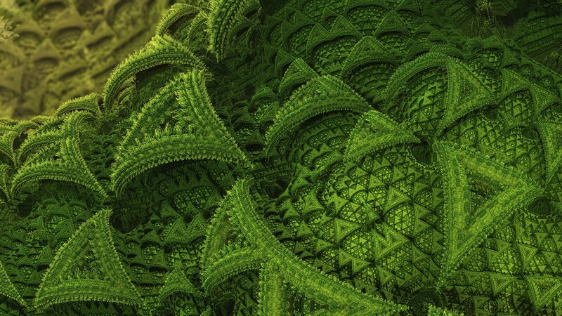 Green Fractal Pattern — Complex, Digital Art