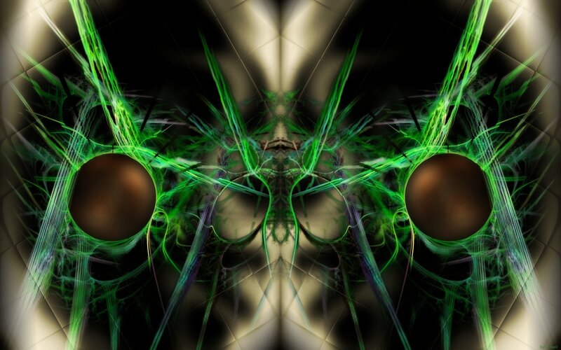 Green Fractal Pattern — Dramatic, Abstract, Spheres