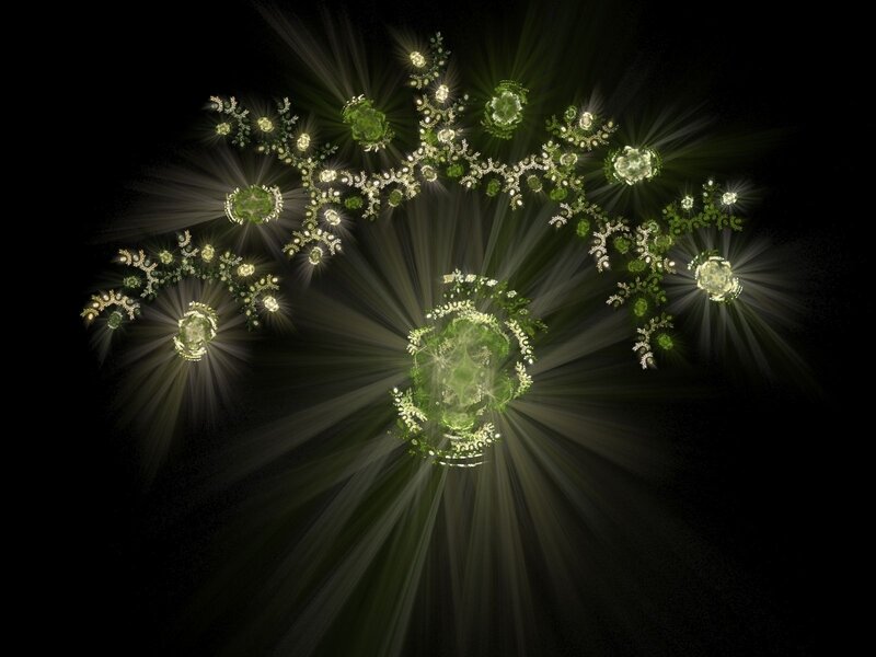 Green Fractal Pattern — Dramatic, Digital Art