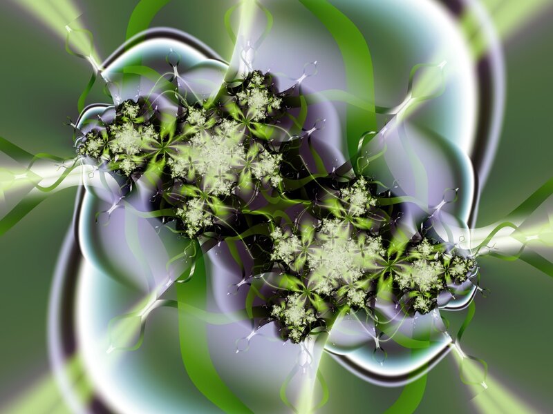 Green Fractal Pattern — Dynamic, Abstract, Light, Color