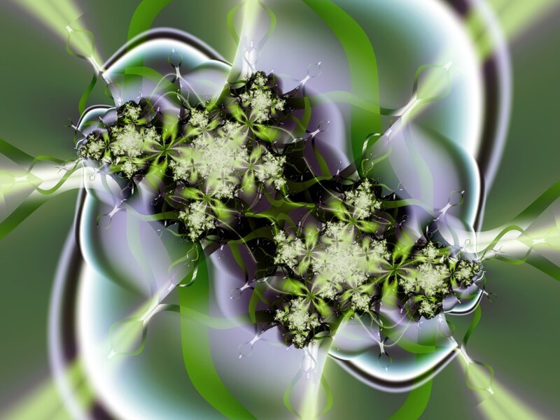 Green Fractal Pattern — Dynamic, Abstract, Light, Swirls