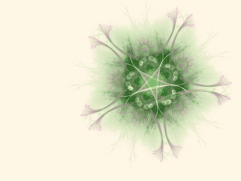 Green Fractal Pattern — Ethereal, Abstract, Purple Tendrils