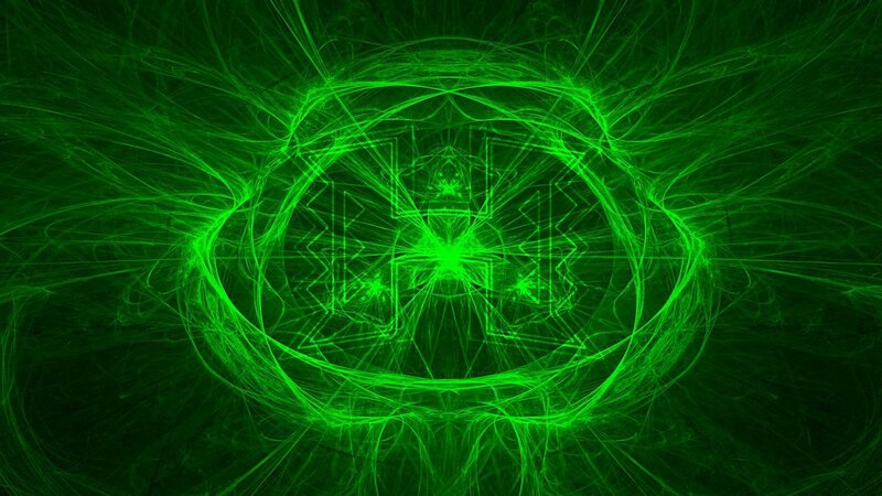 Green Fractal Pattern — Hypnotic, Abstract, Light Beams