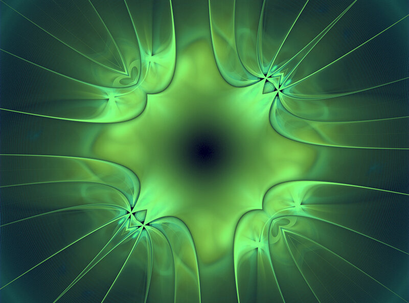 Green Fractal Pattern — Hypnotic, Abstract, Light