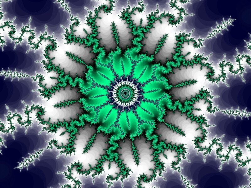 Green Fractal Pattern — Hypnotic, Abstract, Spiral, Symmetry