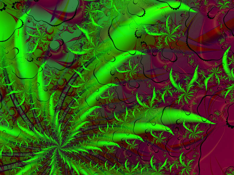 Green Fractal Pattern — Hypnotic, Abstract, Spiral