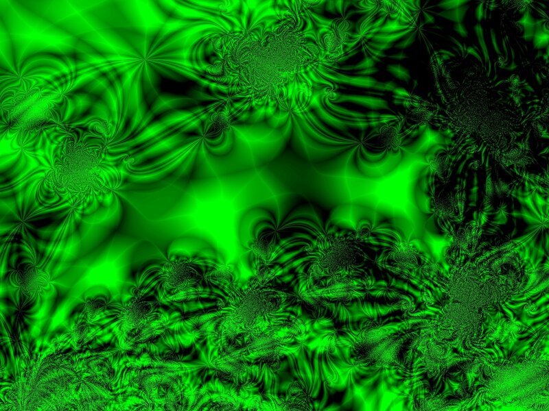 Green Fractal Pattern — Hypnotic, Abstract, Swirls, Stars