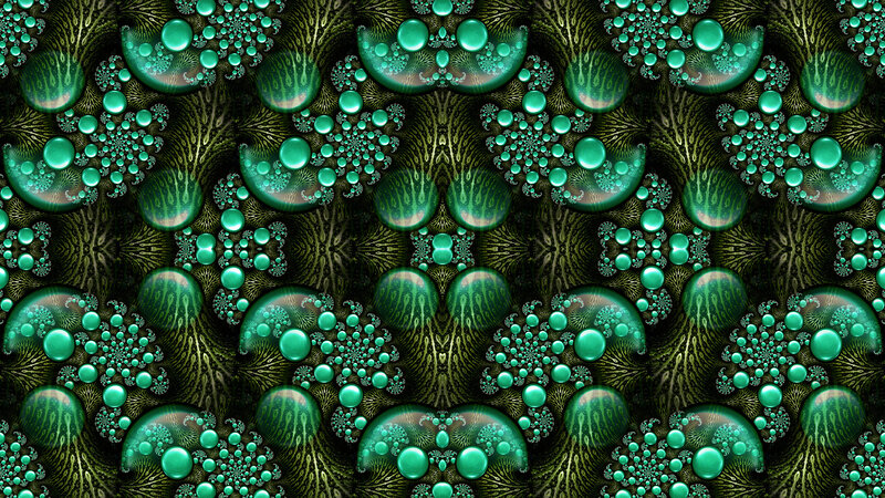 Green Fractal Pattern — Hypnotic, Digital Art, Bubbles
