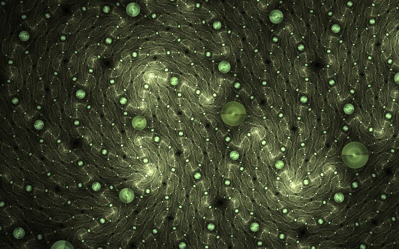 Green Fractal Pattern — Hypnotic, Digital Art, Circles, Dots
