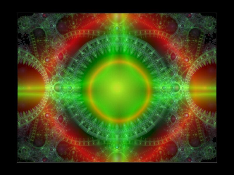 Green Fractal Pattern — Hypnotic, Digital Art, Circles