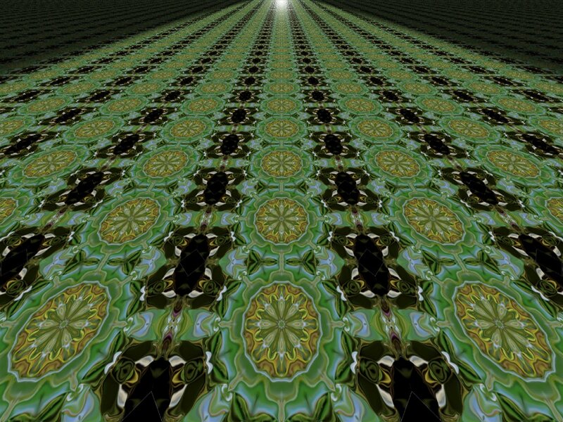 Green Fractal Pattern — Hypnotic, Digital Art, Floor