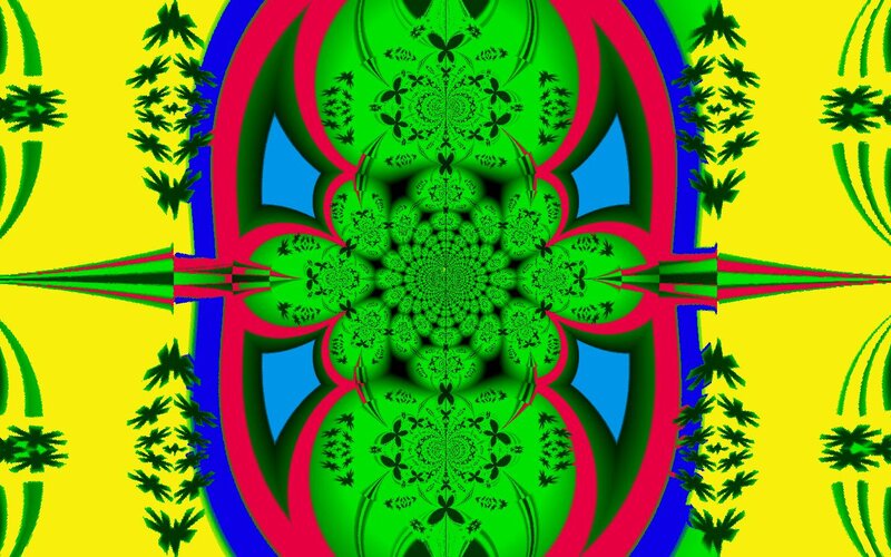 Green Fractal Pattern — Hypnotic, Digital Art, Flowers, Symmetry