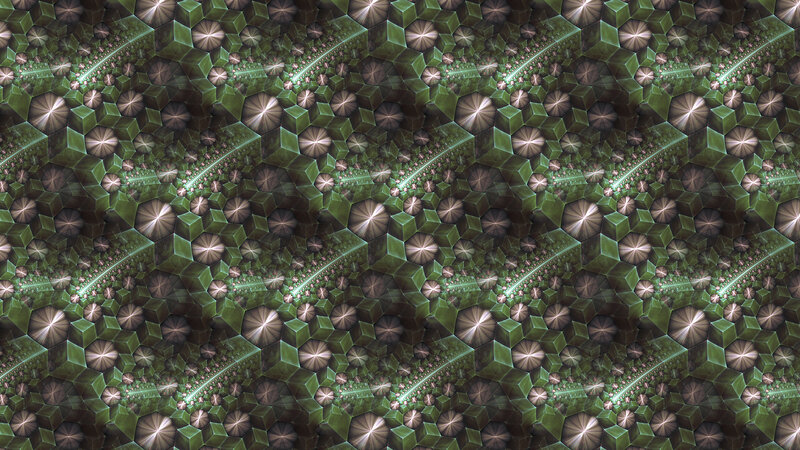 Green Fractal Pattern — Hypnotic, Digital Art, Geometric Shapes, Stars