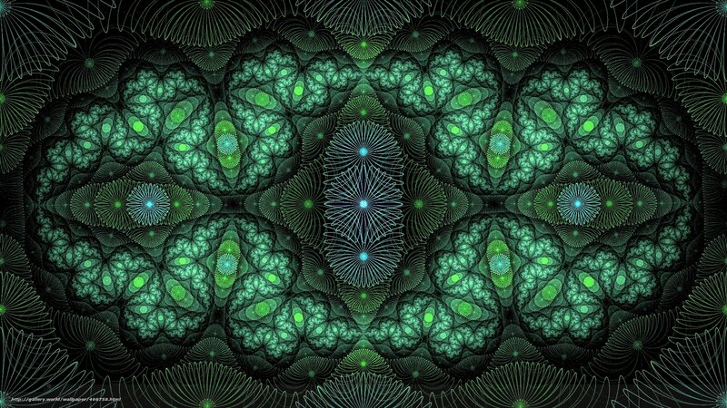 Green Fractal Pattern — Hypnotic, Digital Art, Geometric