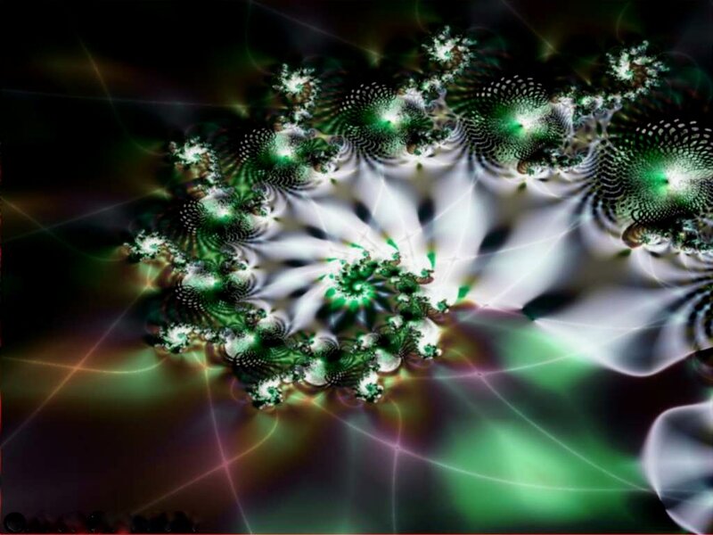 Green Fractal Pattern — Hypnotic, Digital Art, Light Streaks