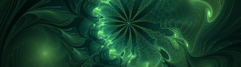 Green Fractal Pattern — Hypnotic, Digital Art, Light, Swirls