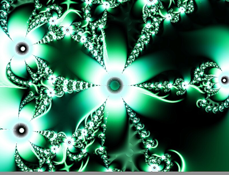 Green Fractal Pattern — Hypnotic, Digital Art, Light