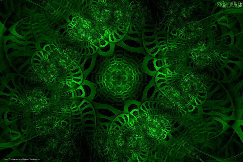 Green Fractal Pattern — Hypnotic, Digital Art, Spiral