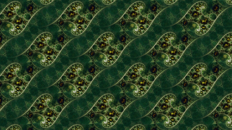 Green Fractal Pattern — Hypnotic, Digital Art, Spirals, Circles, Waves