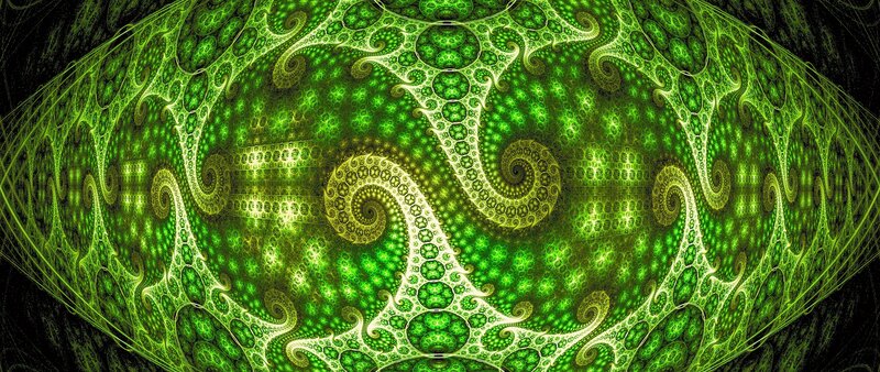 Green Fractal Pattern — Hypnotic, Digital Art, Spirals