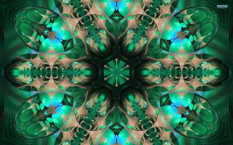 Green Fractal Pattern — Hypnotic, Digital Art, Symmetry