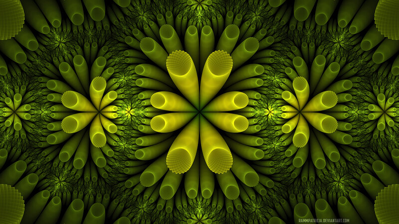 Green Fractal Pattern — Hypnotic, Digital Art, Tubes