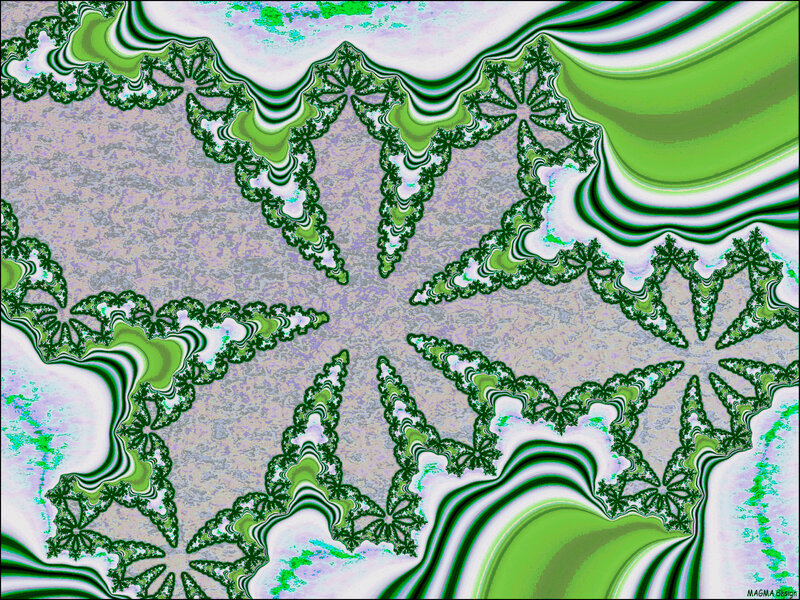 Green Fractal Pattern — Hypnotic, Digital Art, White