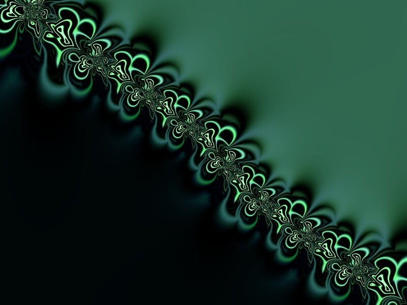 Green Fractal Pattern — Mysterious, Abstract, Glow, Dark Background