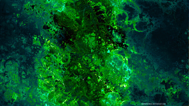 Green Fractal Pattern — Mysterious, Digital Art, Triangles