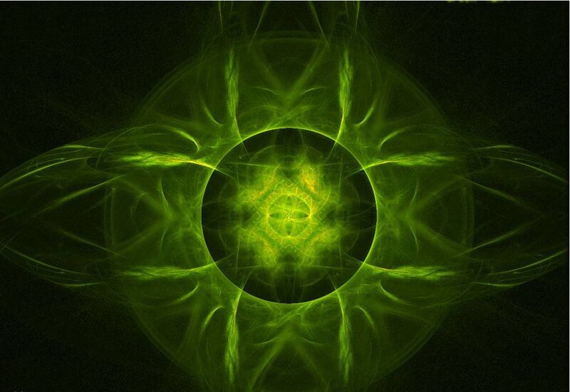 Green Fractal Pattern — Mystical, Abstract, Circle