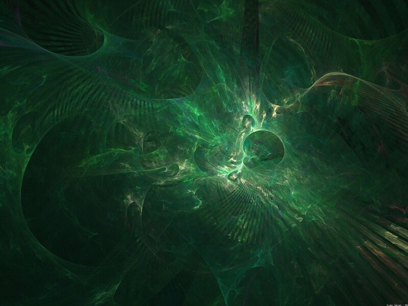 Green Fractal Pattern — Mystical, Abstract, Light, Swirls