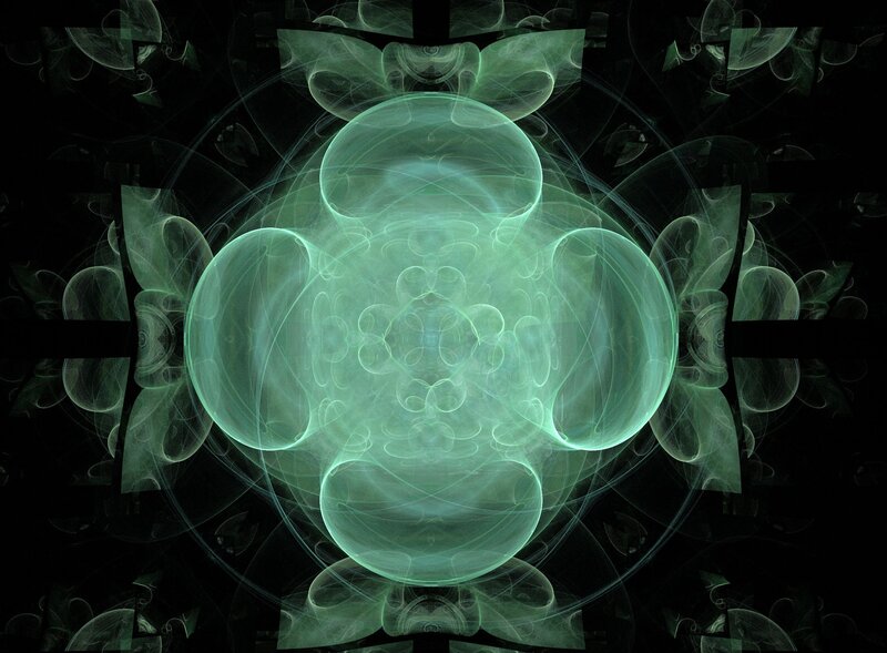 Green Fractal Pattern — Mystical, Abstract, Light