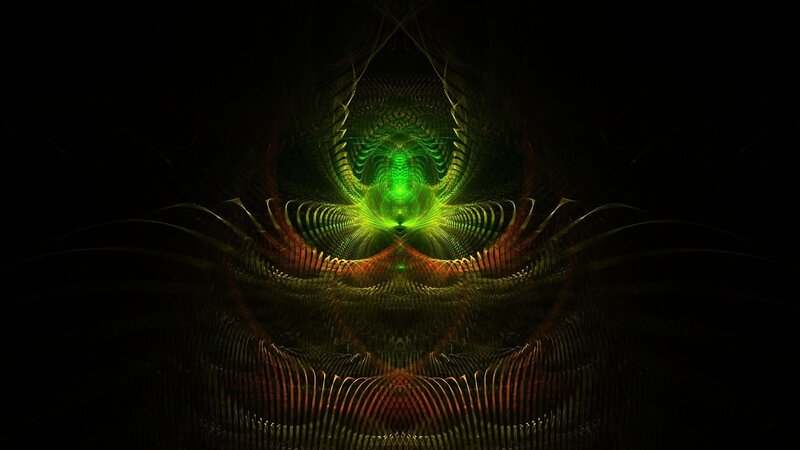 Green Fractal Pattern — Mystical, Digital Art, Light