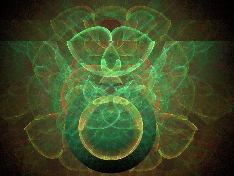 Green Fractal Pattern — Mystical, Digital Art
