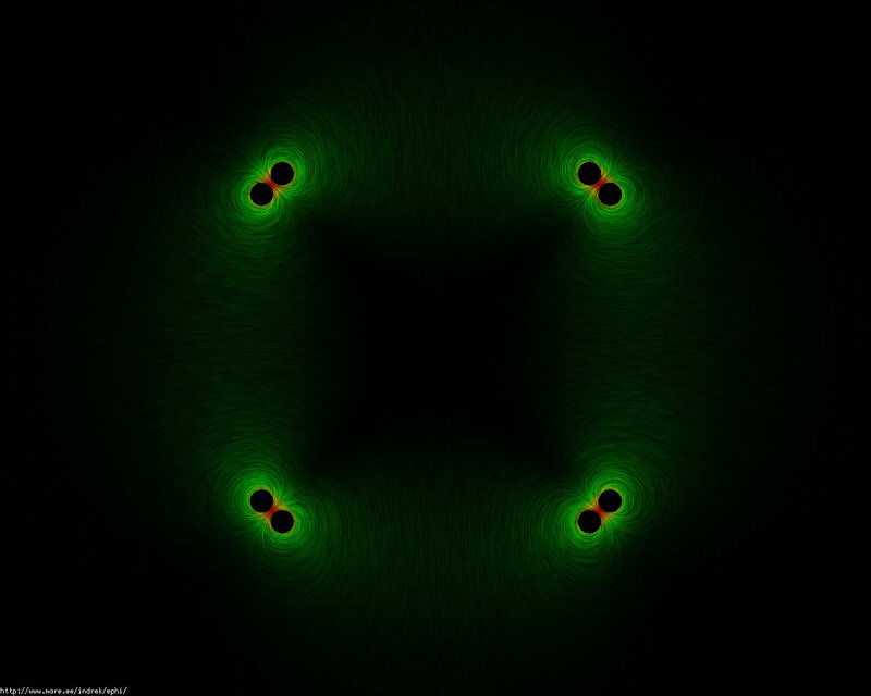 Green fractal pattern with four clusters
