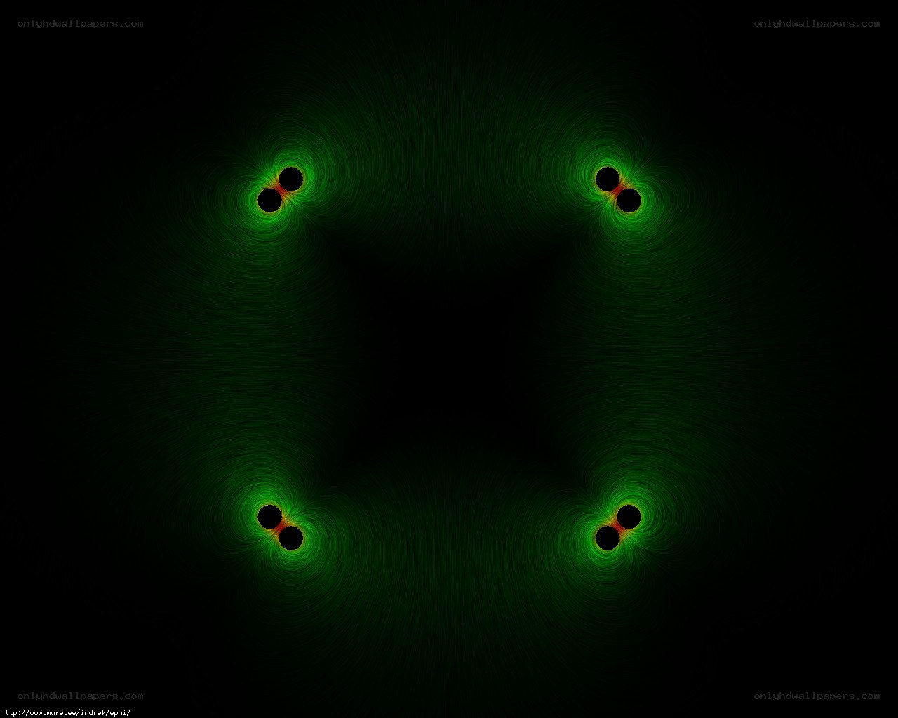 Green fractal pattern with four clusters