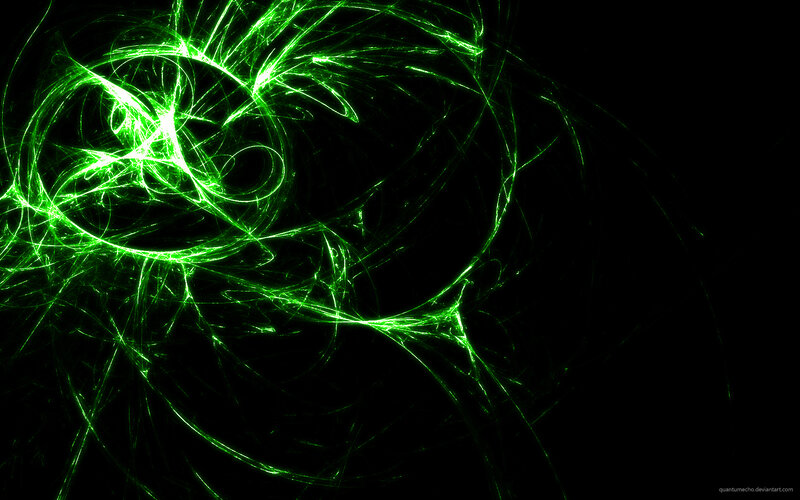 Green Fractal Patterns — Energetic, Digital Art, Light Trails